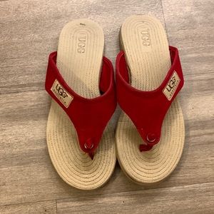 UGG Red Flip Flops Size 6.5